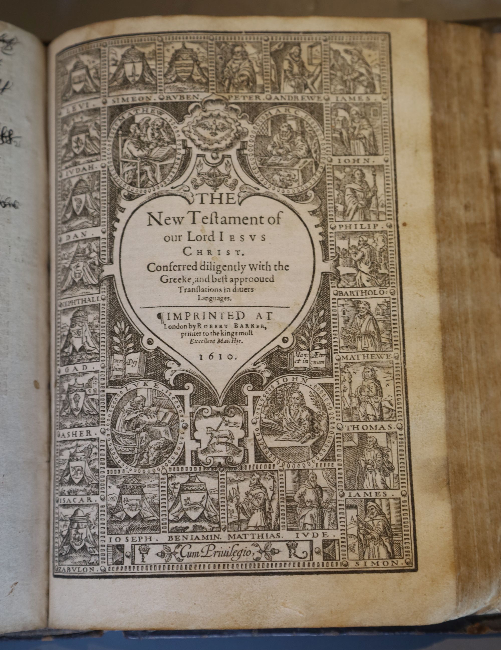 Bible in English - Bible, Robert Barker London 1611. general title page, detached, torn, edges ragged, fore-edge margin strengthened, p